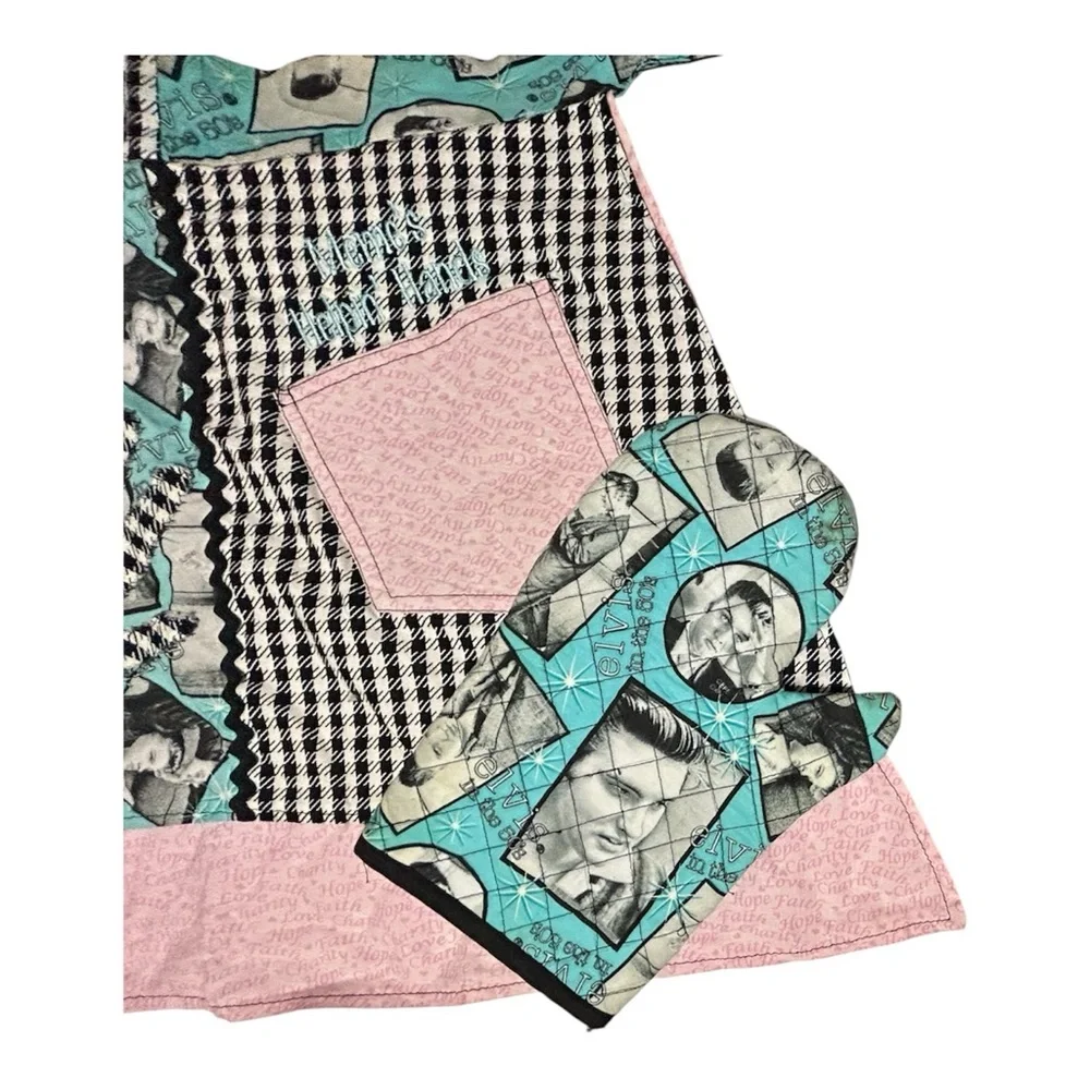 Elvis Retro Apron and Oven Mitt Set